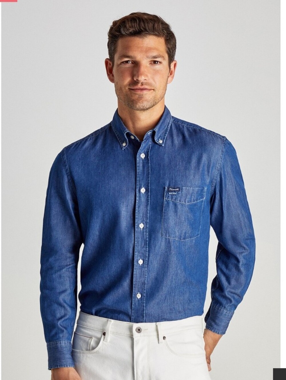 Faconnable Designed In France Deep Blue 100% Cotton Button Down Shirt Size M